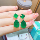 Vintage Paraiba Tourmaline Gemstone Emerald Drop Earrings for Women