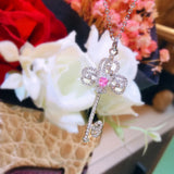 Pink Zircon Stone Key Pendant Necklace