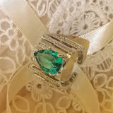 Water Drop Emerald Wedding Ring Green Zirconia Retro Finger Rings
