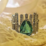 Water Drop Emerald Wedding Ring Green Zirconia Retro Finger Rings