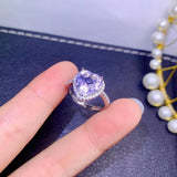 Light Purple CZ Heart Shape Ring Silver Wedding Band