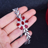 Lab Ruby Stone Bracelet for Women Silver CZ Bangle