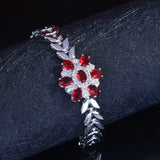 Lab Ruby Stone Bracelet for Women Silver CZ Bangle