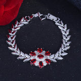 Lab Ruby Stone Bracelet for Women Silver CZ Bangle