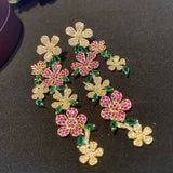 Yellow Flower Dangle Earrings Tassel Long Jewelry for Women