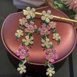 Yellow Flower Dangle Earrings Tassel Long Jewelry for Women