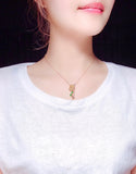 Four Leaf Clover Necklace with Lab Emerald Pendant