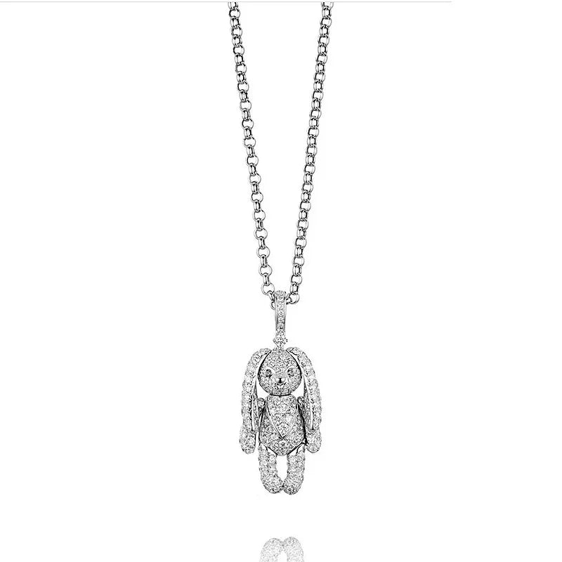 Rabbit Zircon Sweater Necklace Chains Silver Choker Jewelry Gift