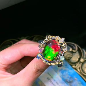 Oval Egg Shape Tourmaline Ring Vintage Thai Silver Women's Court Style Jewelry
