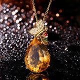 Champagne Morganite Butterfly Pendant Necklace Clavicle Chain