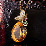 Champagne Morganite Butterfly Pendant Necklace Clavicle Chain