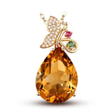 Champagne Morganite Butterfly Pendant Necklace Clavicle Chain
