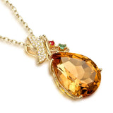 Champagne Morganite Butterfly Pendant Necklace Clavicle Chain