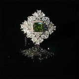 Vintage Silver Rings for Women Green Zirconia Wedding Jewelry