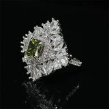 Vintage Silver Rings for Women Green Zirconia Wedding Jewelry