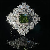 Vintage Silver Rings for Women Green Zirconia Wedding Jewelry