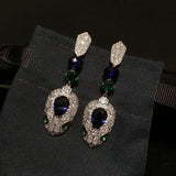 Vintage Snake Pendant Earrings Zircon S.Silver Drop Earring Dangle for Women