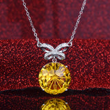 Women Necklace CZ Pendant Bowknot Clavicle Chain Silver