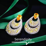Silver CZ Earrings Baroque Style Wedding Engagement Party Jewelry