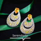 Silver CZ Earrings Baroque Style Wedding Engagement Party Jewelry