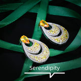 Silver CZ Earrings Baroque Style Wedding Engagement Party Jewelry