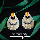 Silver CZ Earrings Baroque Style Wedding Engagement Party Jewelry