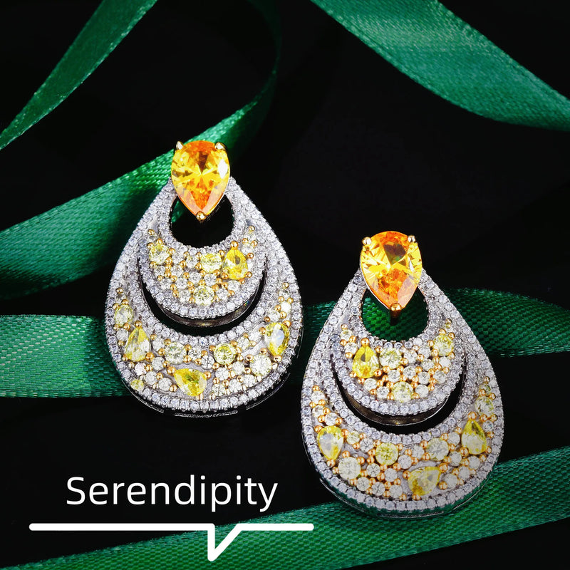 Silver CZ Earrings Baroque Style Wedding Engagement Party Jewelry