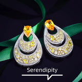 Silver CZ Earrings Baroque Style Wedding Engagement Party Jewelry