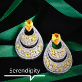Silver CZ Earrings Baroque Style Wedding Engagement Party Jewelry
