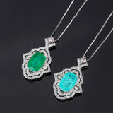 Paraiba Gemstone Pendant Necklace Vintage Chokers Chain