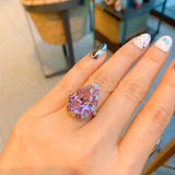 Pink CZ Wedding Bands Ring Silver Open Ring Jewelry