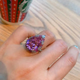 Pink CZ Wedding Bands Ring Silver Open Ring Jewelry