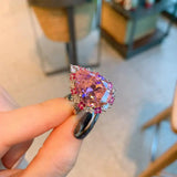 Pink CZ Wedding Bands Ring Silver Open Ring Jewelry