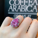Pink CZ Wedding Bands Ring Silver Open Ring Jewelry
