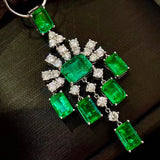 Ladies Emerald Zirconia Pendant Necklace Vintage Charm Chokers