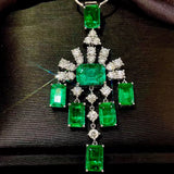 Ladies Emerald Zirconia Pendant Necklace Vintage Charm Chokers