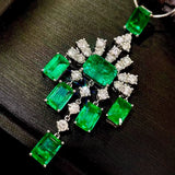 Ladies Emerald Zirconia Pendant Necklace Vintage Charm Chokers
