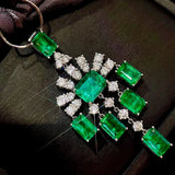Ladies Emerald Zirconia Pendant Necklace Vintage Charm Chokers