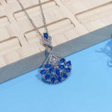 Lab Sapphire Pendant Necklace Silver Zircon Choker Girls Jewelry