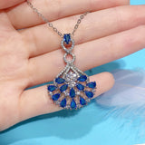 Lab Sapphire Pendant Necklace Silver Zircon Choker Girls Jewelry