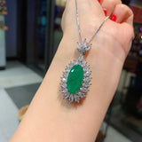 Retro Emerald Pendant Necklace Silver Wedding Choker