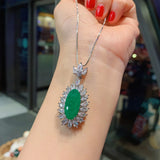 Retro Emerald Pendant Necklace Silver Wedding Choker