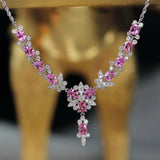 Pink Lab Diamond Necklace Women Choker Wedding Gift