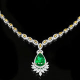 Lab Emerald Pendant Necklace Silver Choker Wedding Jewelry