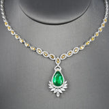 Lab Emerald Pendant Necklace Silver Choker Wedding Jewelry