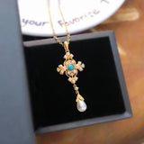 Antique Jewelry Freshwater Pearls Turquoise Neck Choker Vintage Necklace