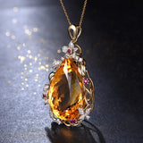 Bohemia Style Water Drop CZ Pendant Necklace