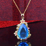 Bohemia Style Water Drop CZ Pendant Necklace