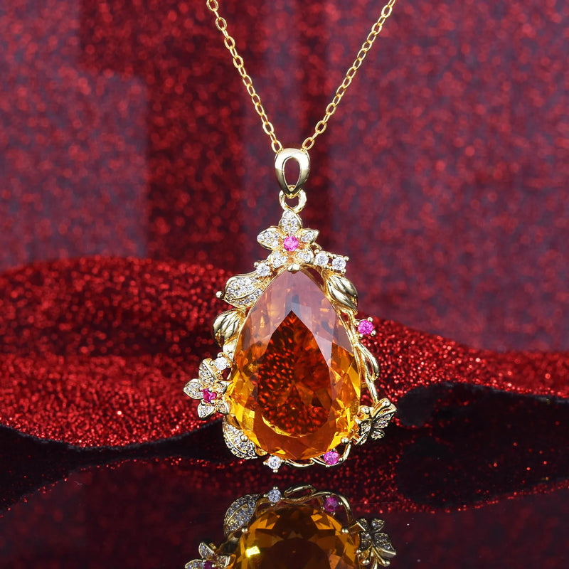 Bohemia Style Water Drop CZ Pendant Necklace