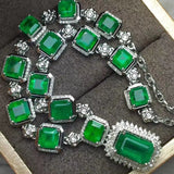Colombian Emerald Pendant Necklace Lab Diamond Choker